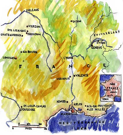 Map of the Cévennes range